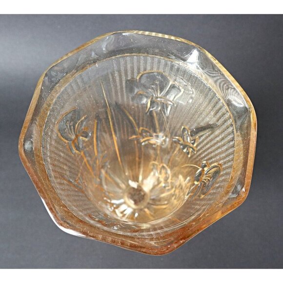 Depression Glass Iris And Herringbone Vase Iridescent Jeanette 1930s - Picture 4 of 4